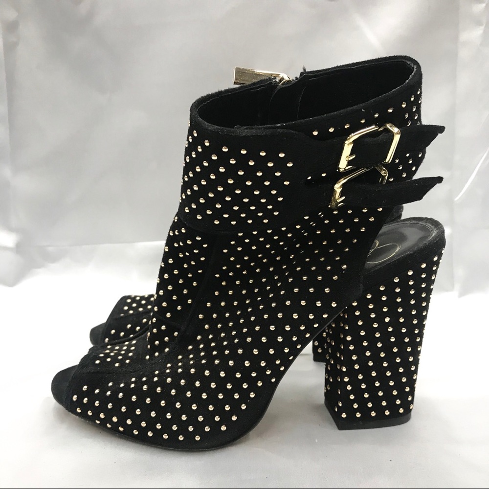 Jessica Simpson booties with cutouts.